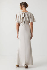 Batwing Sleeve Satin Fishtail Bridesmaid Dress