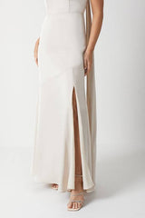 Cape Back Pleat Detail Bridesmaid Dress