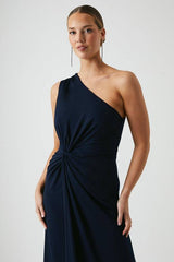 Twist Detail One Shoulder Jersey Bridesmaid Dress