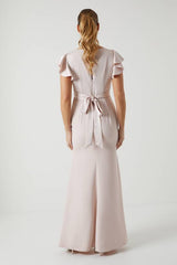 Coast Honoured V Neck Angel Short Sleeve Satin Maxi Bridesmaid Dress