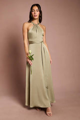 Coast Honoured Twist Halterneck Satin Maxi Bridesmaid Dress