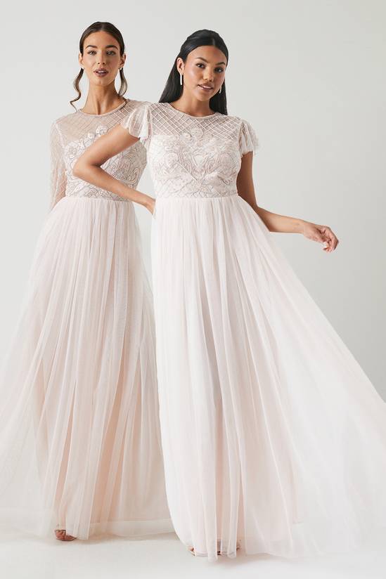 Baroque Embellished Angel Sleeve Two In One Bridesmaid Dress
