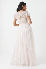 Baroque Embellished Angel Sleeve Two In One Bridesmaid Dress