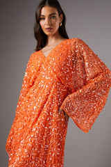 Sequin Batwing Midi Dress