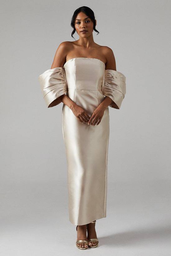 Detachable Shrug Twill Bridesmaid Dress