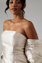 Detachable Shrug Twill Bridesmaid Dress
