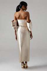 Detachable Shrug Twill Bridesmaid Dress
