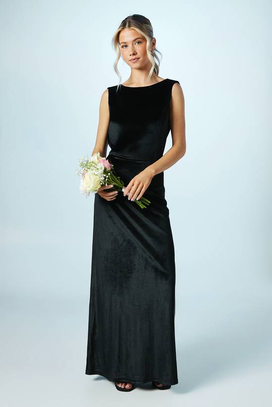 Teen Coast Cowl Back Velvet Bridesmaid Maxi Dress