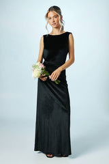 Teen Coast Cowl Back Velvet Bridesmaid Maxi Dress