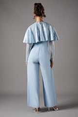 Sequin Cape Jumpsuit