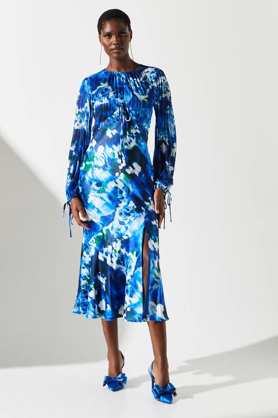 Panelled Tie Detail Midi Dress