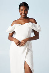 Volume Sleeve Corset Column Wedding Dress