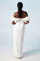 Volume Sleeve Corset Column Wedding Dress