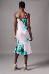 Lace Insert Satin Fitted Dress