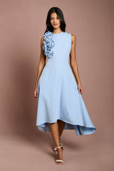 Petite 3D Corsage High Low Dress