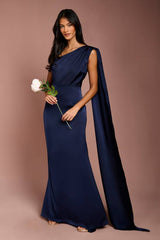Coast Honoured Petite Drape One Shoulder Satin Maxi Bridesmaid Dress