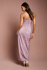 Jacquard Satin Midaxi Dress With Wrap Skirt