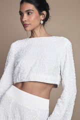 Velvet Sequin Bow Back Top