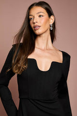 Long Sleeve Corset Ponte Midi Dress