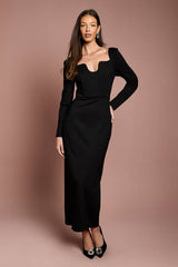 Long Sleeve Corset Ponte Midi Dress