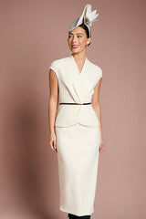 Lisa Tan V Neck Stretch Crepe Column Midi Dress