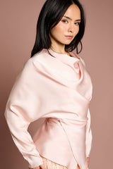 Petite Cowl Neck Long Sleeve Blouse