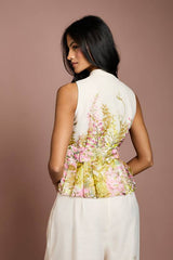 Petite Placement Print Button Through Belted Blouse