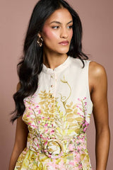 Petite Placement Print Button Through Belted Blouse