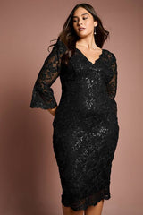 Plus Size Sequin Bodycon Midi Dress