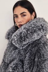 Premium Tipped Natural Faux Fur Bomber Coat