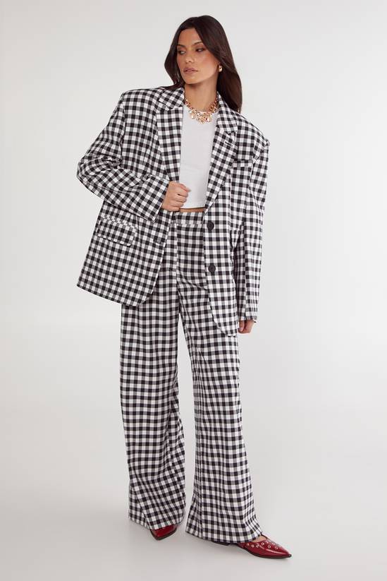 Gingham Tailored Wide Leg Pant Co-ord