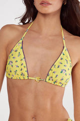 Ditsy Floral Picot Trim Triangle Bikini