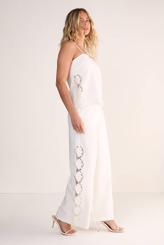 Cutwork Side Tailored Wide Leg Pants Co-ord