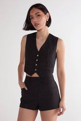 Pinstripe Button Down Waistcoat Co-ord