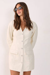 Textured Cocoon Sleeve Faux Leather Blazer Mini Dress