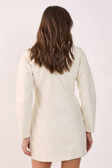 Textured Cocoon Sleeve Faux Leather Blazer Mini Dress