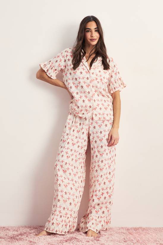 Gingerbread Ruffle Trouser Pajama Set