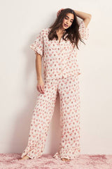 Gingerbread Ruffle Trouser Pajama Set
