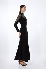 Premium Crystal Embellished Woven Maxi Dress