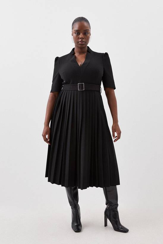 Plus Size Structured Crepe Forever Pleat Dress