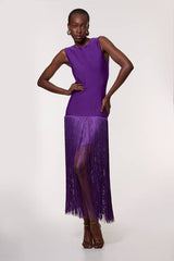 Figure Form Bandage Tassel Hem Knitted Dress