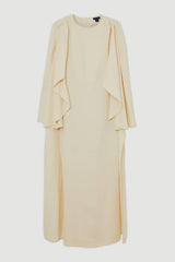Compact Stretch Viscose Cape Detail Maxi Dress