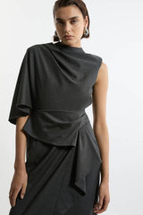 Tall Tailored Draped Asymmetric Maxi Dress