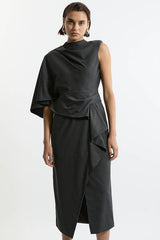 Tall Tailored Draped Asymmetric Maxi Dress