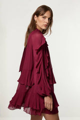 Drama Ruffle Viscose Georgette Woven Mini Dress