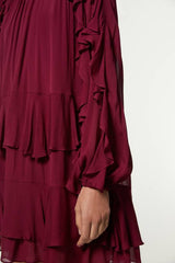Drama Ruffle Viscose Georgette Woven Mini Dress