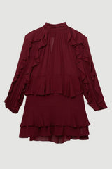 Drama Ruffle Viscose Georgette Woven Mini Dress