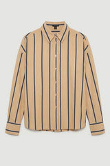Plus Size Stripe Cotton Oversize Tailored Essential Shirt