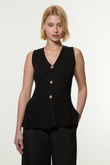 Ribbed Cotton Knitted Waistcoat