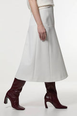 Tailored Textured Full Midi Skirt